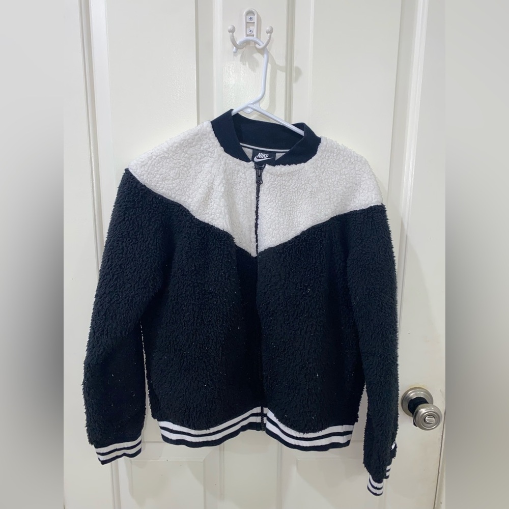 NIKE black and white zip up hoodie